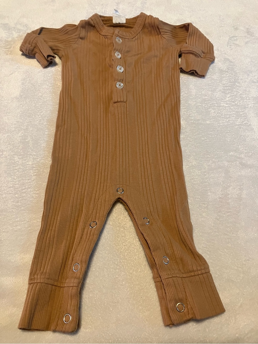kate quinn Organic Ribbed Snap-Front One-Piece in Camel Brown